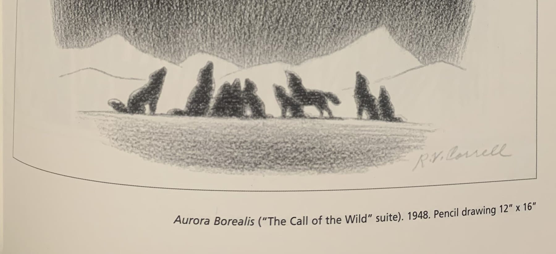 Aurora Borealis, 1948 — pencil drawing by Richard V. Correll, Leslie's father.